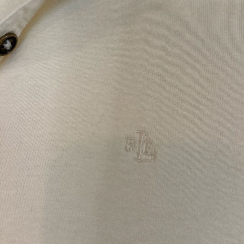 Lauren Ralph Lauren ivory collared polo shirt size m petite - Picture 5 of 9